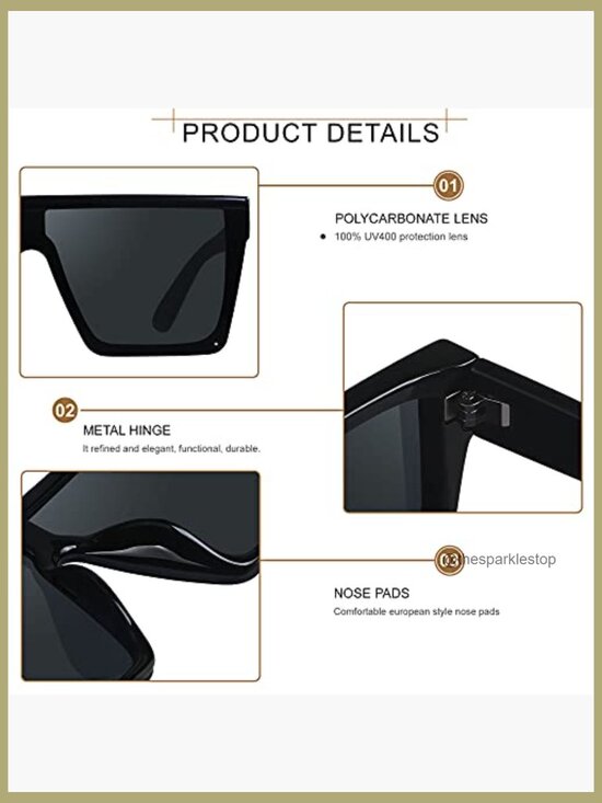 Square Oversized Sunglasses Big Flat Top Fashion Shield UV Protection Rimless main image 5
